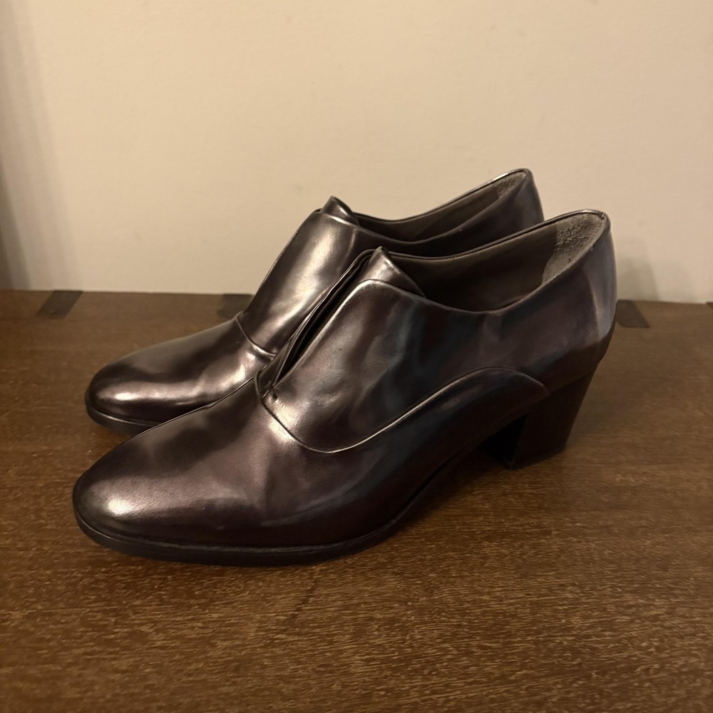 Reed Krakoff Shoes Womens Size 7.5 Gray Leather Block Heel Pumps Made Italy